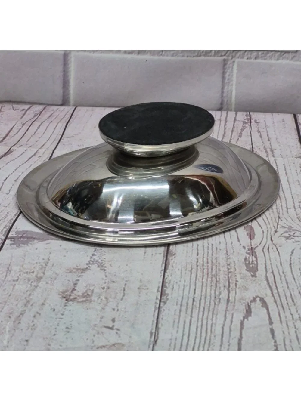 VTG  Julia Knight Mother of Pearl Inlay Silver Dish With Lip